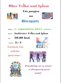 Srdečne Vás pozývame na diskotékovú párty 1.9.2012 Srdečne Vás pozývame na diskotékovú párty 1.9.2012